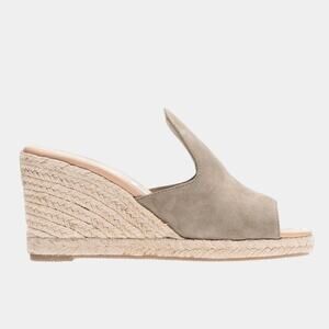 EUC Manebí Hamptons Sabot Wedge Sandals Dove Gray Suede Size 38 / US 7.5 Leather